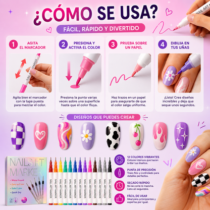Set 12 Marcadores para Uñas/Ahórrate el salón. Hazlo tú misma