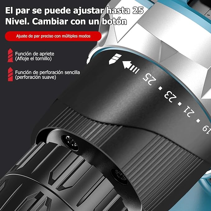 TALADRO ATORNILLADOR + KIT PROFESIONAL COMPLETO