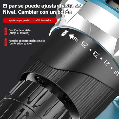 TALADRO ATORNILLADOR + KIT PROFESIONAL COMPLETO
