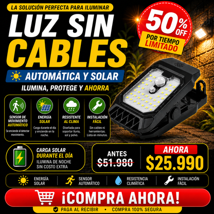Lámpara Solar con Sensor y Clip + Envío Gratis