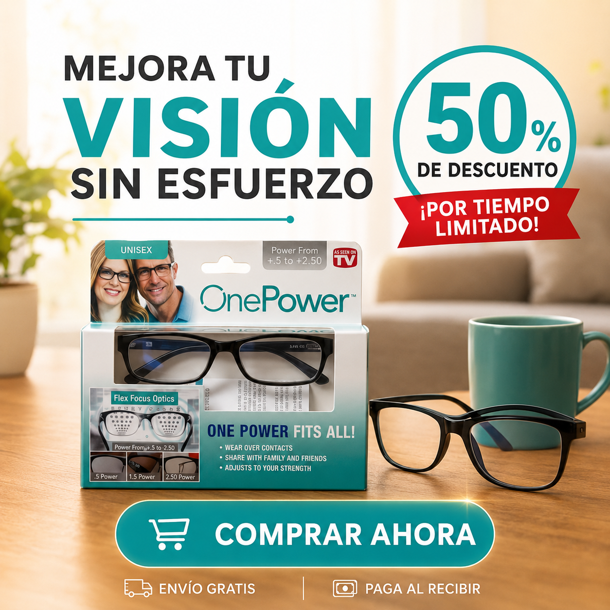 Lentes One Power™ | Un Solo Par Para Ver, Leer y Disfrutar Cada Momento