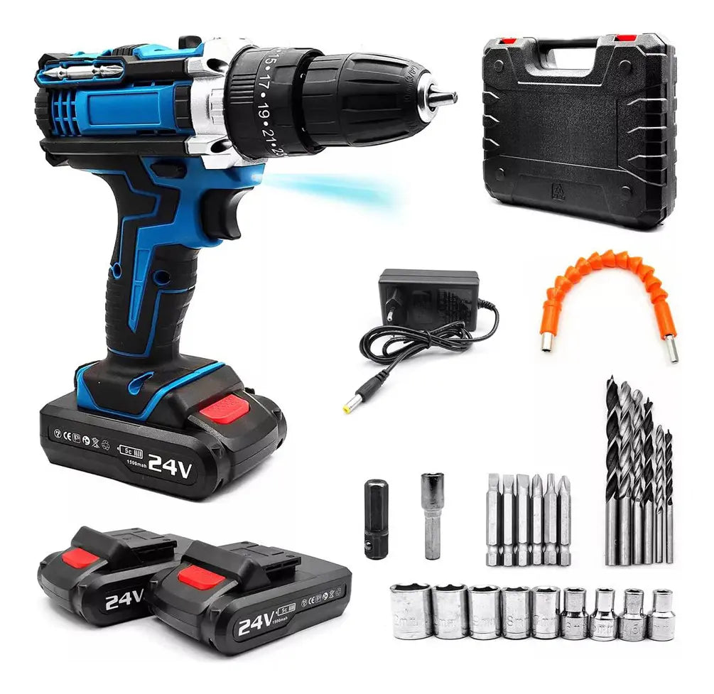 TALADRO ATORNILLADOR + KIT PROFESIONAL COMPLETO