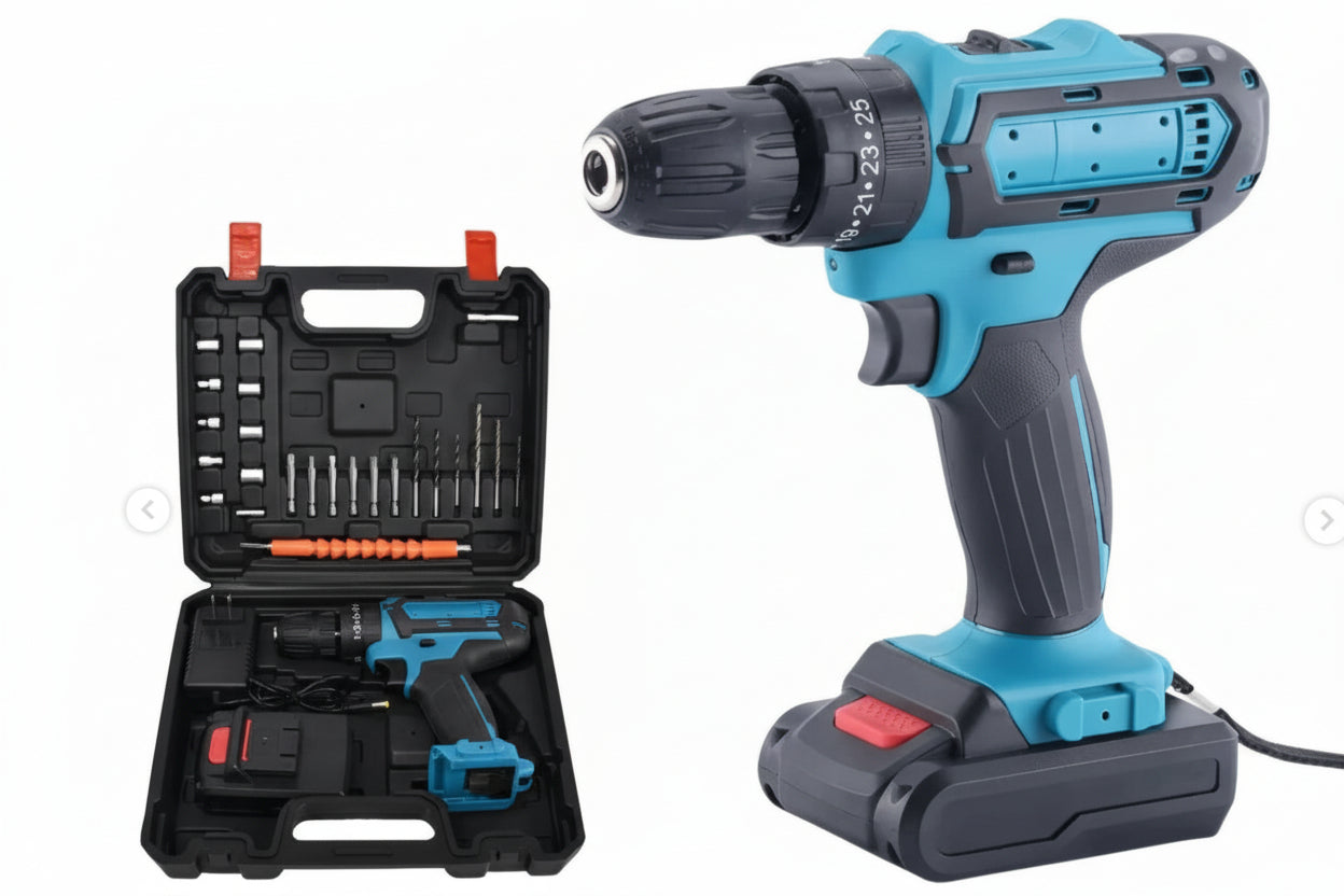 TALADRO ATORNILLADOR + KIT PROFESIONAL COMPLETO