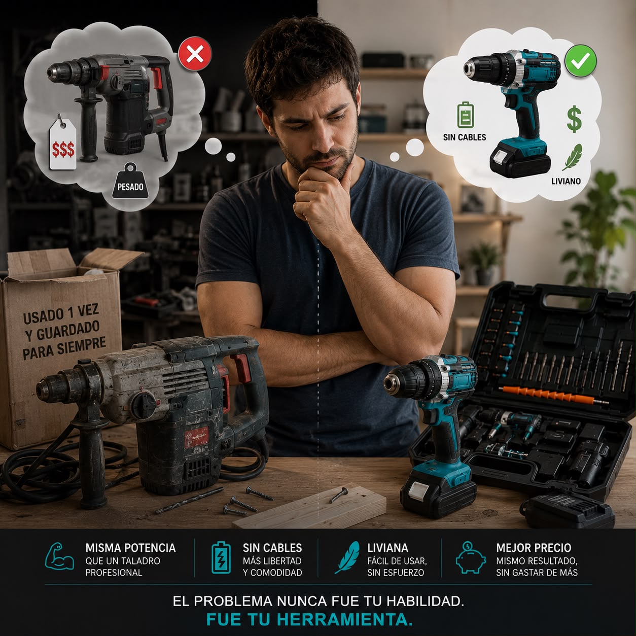 TALADRO ATORNILLADOR + KIT PROFESIONAL COMPLETO