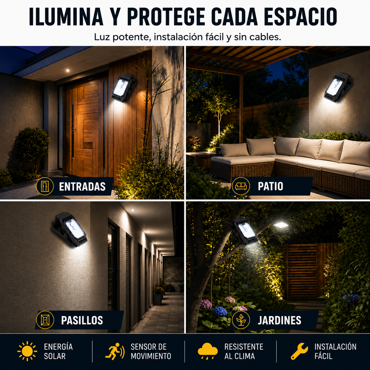 Lámpara Solar con Sensor y Clip + Envío Gratis